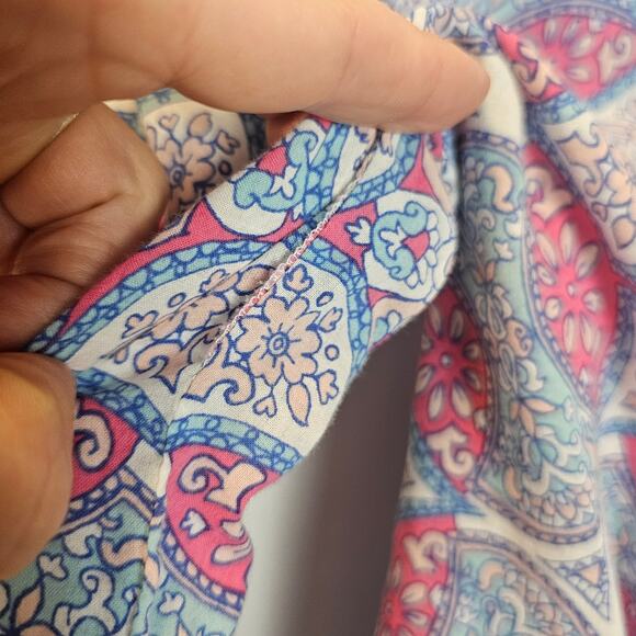 Talbots Pink and Blue Floral Garden Long‎ Sleeve Button Down Top Size Medium - Picture 8 of 9